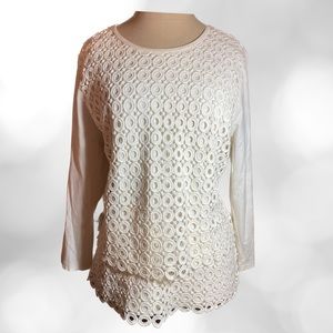 J. Crew Cream Cotton Lace Top